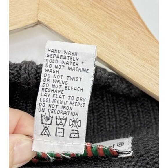 TIARA Winter Wonderland Ramie Blend Sweater Black Cardigan Christmas Snowy Sz L - Picture 6 of 12